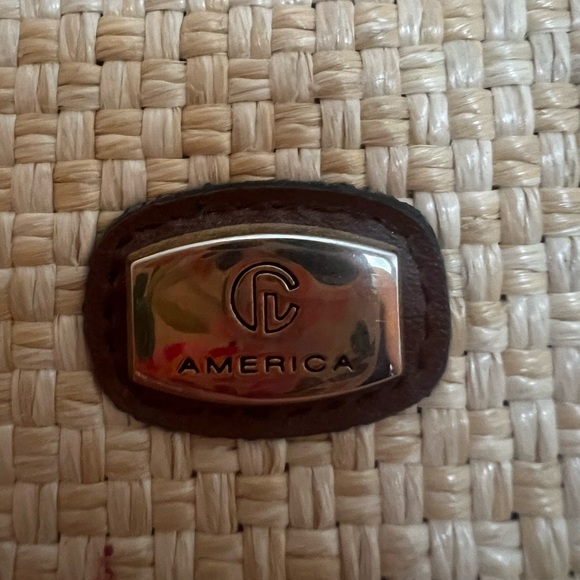 Vintage Woven Straw & Brown Leather Satchel Handbag | Summer Top Handle Purse - Picture 6 of 7